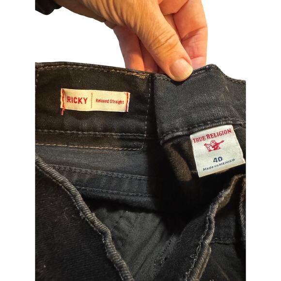True Religion Ricky Flap Black Jeans Men’s Size 40 Relaxed Straight - Picture 5 of 8